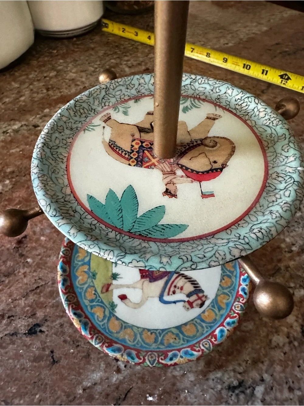 Metal Williams Sonoma Multi-Color Hand-Painted Three-Tier Jewelry Stand